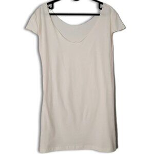 THREADLESS - NWOT 100% Cotton Scoop Neck Cap Sleeve T-Shirt Light Top Ivory Sz M